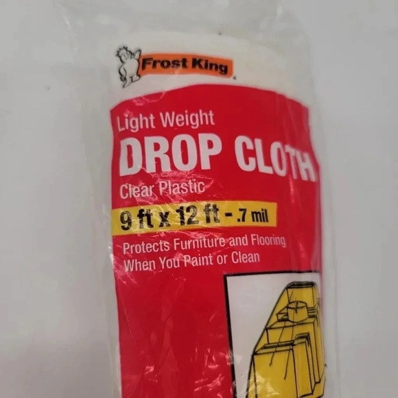 New Frost King Light Weight Drop Cloth Warp Clear Plastic 9ft x 12ft -.7 mil - Picture 5 of 7